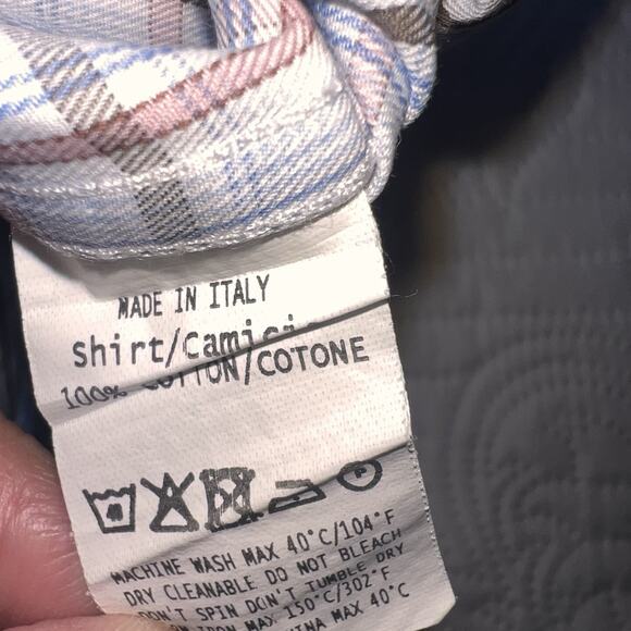 Ermenegildo Zegna Shirt Men’s Size L Plaid Button Long Sleeve 100% Cotton Italy - Picture 15 of 15